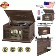 3-Speed Bluetooth Record Player with Built-In Speakers and RCA Output - Espresso