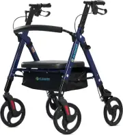 Heavy Duty Rollator Walker with Extra Wide Padded Seat and Backrest, Aluminum Ba