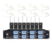 UHF Wireless Headset Microphone System for Church Rack Mount 8 Headworn Mic
