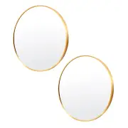 2 Set Wall Mirror Round Aluminum Frame Bathroom 60cm GOLD