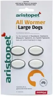 All Wormer 4 Tablets for Large Dogs 4 Count