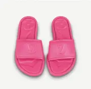 LOUIS VUITTON W'S MAGNETIC FLAT MULE FUCHSIA. SIZE US 7 N / LV 37 N. ITEM#1AA1MJ