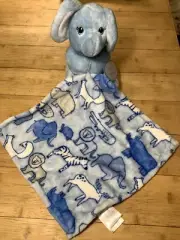 Little Beginnings Plush Lovey Security Blanket Blue Elephant Safari Jungle New