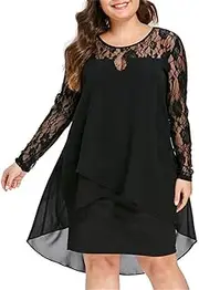 [N\P] NP Party Dresses Women Loose Sleeve Dresses Mesh Hollow Vestidos Large Robes Black