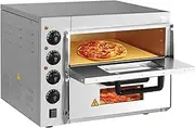 Commercial Pizza Oven, 16" Stainless Steel Pizza Maker, Countertop Electric Pizza Oven Indoor, Interior Lighting and Visible Glass Window, for Hotel Restaurant Home Baked Double-Layer