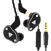 VK6 Detachable Dual Dynamic Drivers Hybrid In-Ear Earphone Heavy Bass Sports Earbuds With HD Mic BLACK COLOR