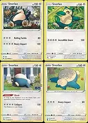 Snorlax 4 Pokemon Card Lot - Sword & Shield - Fusion Strike - Hidden Fates - Pokemon Go