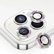 Metal Camera Len Glitter Cover Glass Protector Bling - For Apple iPhone 16 / 16 Plus (2pcs) - Rainbow
