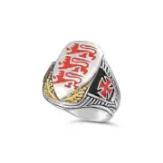 Richard the Lion Heart Shield sterling silver ring,10k Oak leaves