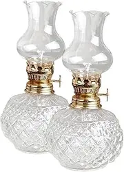 Kerosene Lamp, 7.08” Spherical Classic Oil Lamps with Glass Lampshade Adjustable Switch Kerosene Lamp with Wicks Emergency Light for Lnterior Decoration Party Atmosphere