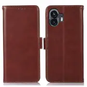 For Nothing Phone (2) Genuine Cow Leather Crazy Horse Texture Cover Stand Rfid Blocking Wallet Phone Case