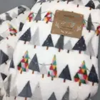 Berkshire Modern Christmas Tree Lights Throw Blanket Microfleece Gray Pink Green