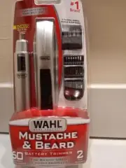 WAHL 5537-420 Mustache &Beard Trimmer Battery Operated-With Bonus extras buy!