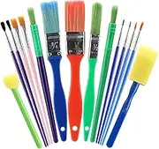 15 Pcs Paint Brushes Set for Watercolor, Oil, Acrylic, Crafts, Rock, Face Painting, Kid Starter Kit Craft Paint Brushes for Kids