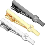[Dannyshi] Tie Clips for Men Black Gold Silver 3Pcs Tie Bar Clip Set Personalized Gifts