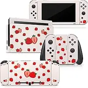 Tacky Design Cute Strawberry Skin Compatible with Nintendo Switch Skin - Premium Vinyl 3M Cream Color Nintendo Switch Stickers Set - Switch Skin for Console, Dock, Joy Con - Decal Full Wrap