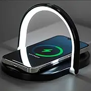 Egesswania Bedside Table Lamp with Wireless Charger, Touch LED Night Light with Phone Holder, USB Charging Port and 3 Levels Brightness, Reading Light for Kids and Adults, Dimmable Desk Lamp (Black)