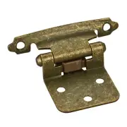 2 - Burnished Brass 1/2" Overlay Cabinet Hinges + Semi-Concealed Frame Hinge