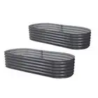 2x Green Fingers Raised Garden Bed 160X80X42cm Oval Planter Box Raised Container
