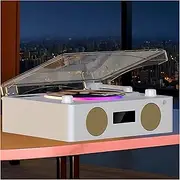 Portable Bluetooth Cd Player, Wireless Fm Radio Speaker Fm Radio, Vinyl Player Multi-Functional Line-in U Disk Music, with Headphone Jack Colorful Atmosphere Light with Remote Control