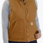 NEW Carhartt Brown Washed Duck Canvas Sherpa Lined Barn Vest Women’s Size XXL