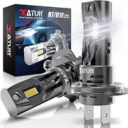 KATUR H7 LED Headlight Bulbs, 400% Brightness 16000LM 6000K Xenon White 1:1 Mini Size All-in-One Conversion Kit Non-Polarity No Adapter Required Plug and Play H7 LED Fog Light Bulb, Pack of 2