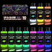 Glow in the Dark Paint, 60Ml/2Oz Neon Glow Acrylic Paints, 2IN1 Waterproof Paint
