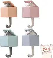 4 Pcs Cat Key Wall Hooks,Cute Pet Hooks for Coat,Creative Adhesive Coat Hook Scarf, Hat, Towel,Key, Bag, Utility Cat Hook for Wall Hanging Decorations(4 Colors)