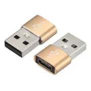 USB C Female to USB Male Adapter, Type C to USB Converter Golden, 2pcs