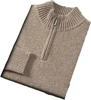 [Hamthuit] Men Thicken Warm Sweater Men Causal Half Turtleneck Zipper Sweater Male Long Sleeve Knitted Pullover