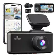 REDTIGER 4K 3 Channel Dash Cam 5G WiFi Front and Rear Inside Free 64GB SD Card