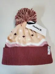 Women's Hurley Aurora Pom Beanie - Burgundy - OSFA