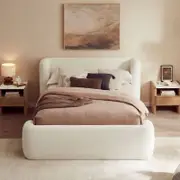Lacie White Upholstered Bed Frame - King