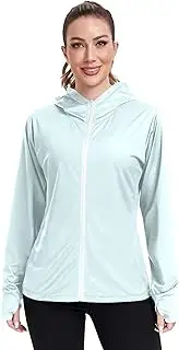 [GAIGEO] Light Cyan Aqua Womens Rash Guards Jacket Sun Shirts UV Rashguard Zipper Hoodie Tops SPF 50+ S