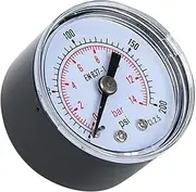 Pressure Gauge Back Connection, 1/8inch Axial Pressure Gauge, 4.1X4.1X3.8Cm for Accurate Pressure Measurement Air Oil Water Clear Numeral Readings (0-200psi,0-14bar)