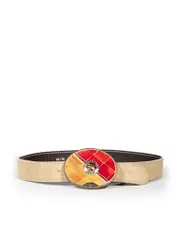 Beige Suede Tile Buckle Belt