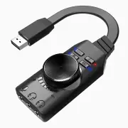 PLEXTONE GS3 USB 7.1CH Computer Game Sound Card with Volume Knob External Gaming Audio Card 3.5mm USB Adapter Plug and P