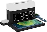 Wireless Charging with Alarm Clock, LED Display, Night Light, Black