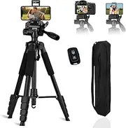 oolong 2-in-1 Camera & Phone Tripod with Wireless Remote, Adjustable 47.5-188cm Travel Tripod for Video/Vlog/Photography, Lightweight & Portable with Oxford Bag