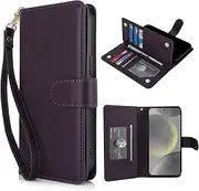 Procarcasa for Galaxy A34 Wallet Case,for Sasmung Galaxy A34 5G Case[7 Card Holders][Wrist Strap] PU Leather Wallet Shockproof Stand Kickstand Magnetic Clourse Phone Cover-Dark Purple
