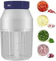 400Ml Electric Garlic Chopper, Portable Electric Chopper, Rechargeable Mini Wireless Portable Garlic Grinder with 304 Stainless Steel Blade for Vegetable Meat Small Food Processor. 400ML