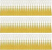 BetterJonny 100 Pieces Mini Gold Silky Tassels - Handmade Bookmarks for DIY Craft Supplies and Home Decor
