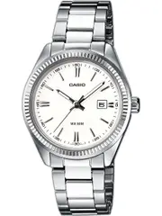 Casio Lady Date White LTP-1302PD-7A1VEG White Dial Silver Stainless Steel Womens Watch