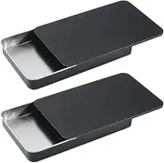 SOFPLATE 2Pcs 6.61 x 4.06 x 0.77 Inch Metal Container Slide Lid Portable Tin Box Empty Rectangular Top Lid Containers Portable Reusable Travel Storage Box for Crafts Jewelry Candy Dental Floss Purse