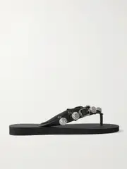 [Balenciaga] Balenciaga - Cagole Embellished Rubber Flip Flops - Black - IT35 IT 35 Black