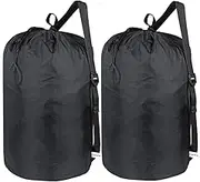 UniLiGis 2 Pack Washable Laundry Bag with Strap, Laundry Backpack with Drawstring, Combined Use of Laundry Basket or Clothes Hamper, Can Hold 3 Loads of Laundry for Travel Dorm College, Black