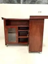 Home Bar L-Shaped Bar Cabinet for Home – Mahogany Wood with Wine Storage