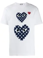 [COMME des GARCONS PLAY] Two Polka Dot Hearts Tee