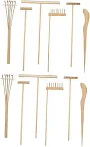 2 Sand Table Accessories Zen Garden Rake Bonsai Tools Zen Garden Kit Japandi Decor Tiny Rakes for Zen Garden Mini Rake for Sandbox Mini Rake Tools Mini Bamboo Rake Sandbox Rake NAMOARLY