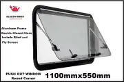 Caravan Push Out Window Round Corner 1100mmX550mm with Blinds and Fly Screen